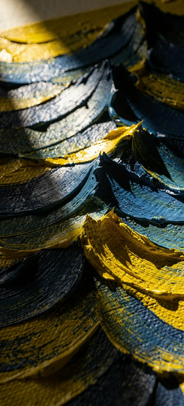 Oil Paint Abstract Blue Yellow