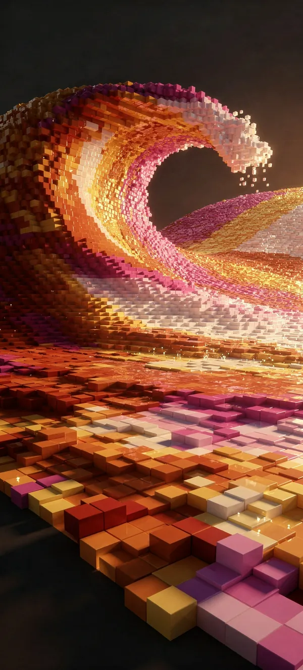 Pixelated Sunset Wave