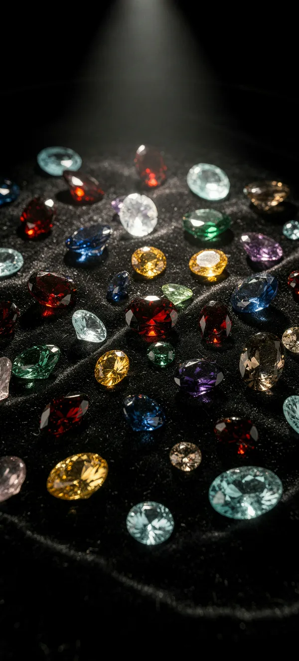 Scattered Gemstones on Velvet