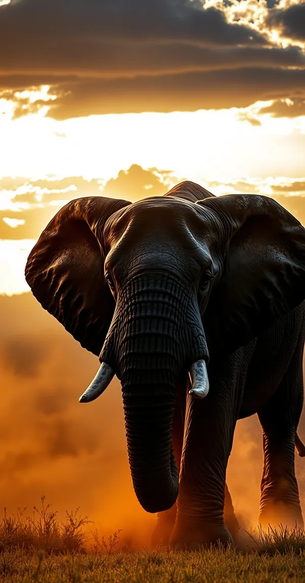 Animals Elephant Dust