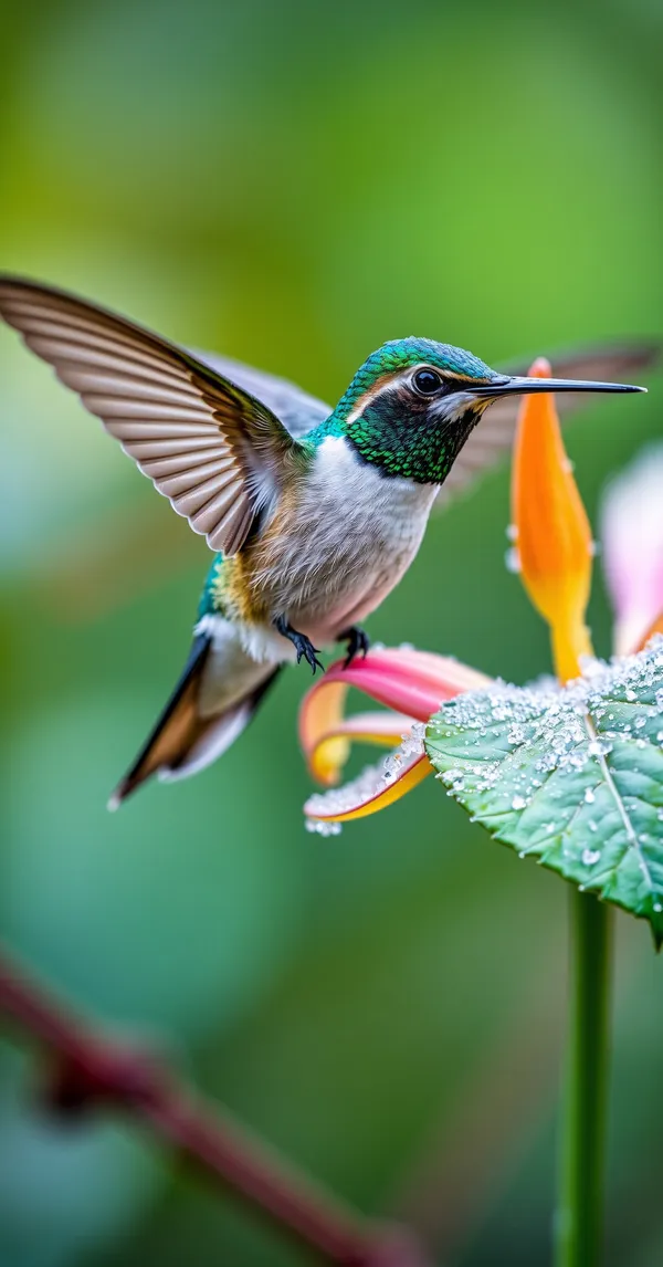 Animals Hummingbird Flower
