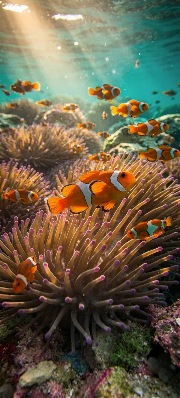 Clownfish Among Anemones