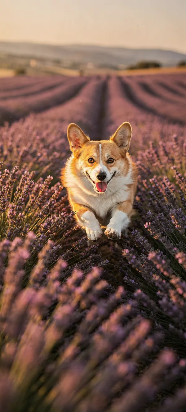 Corgi in Lavender Field