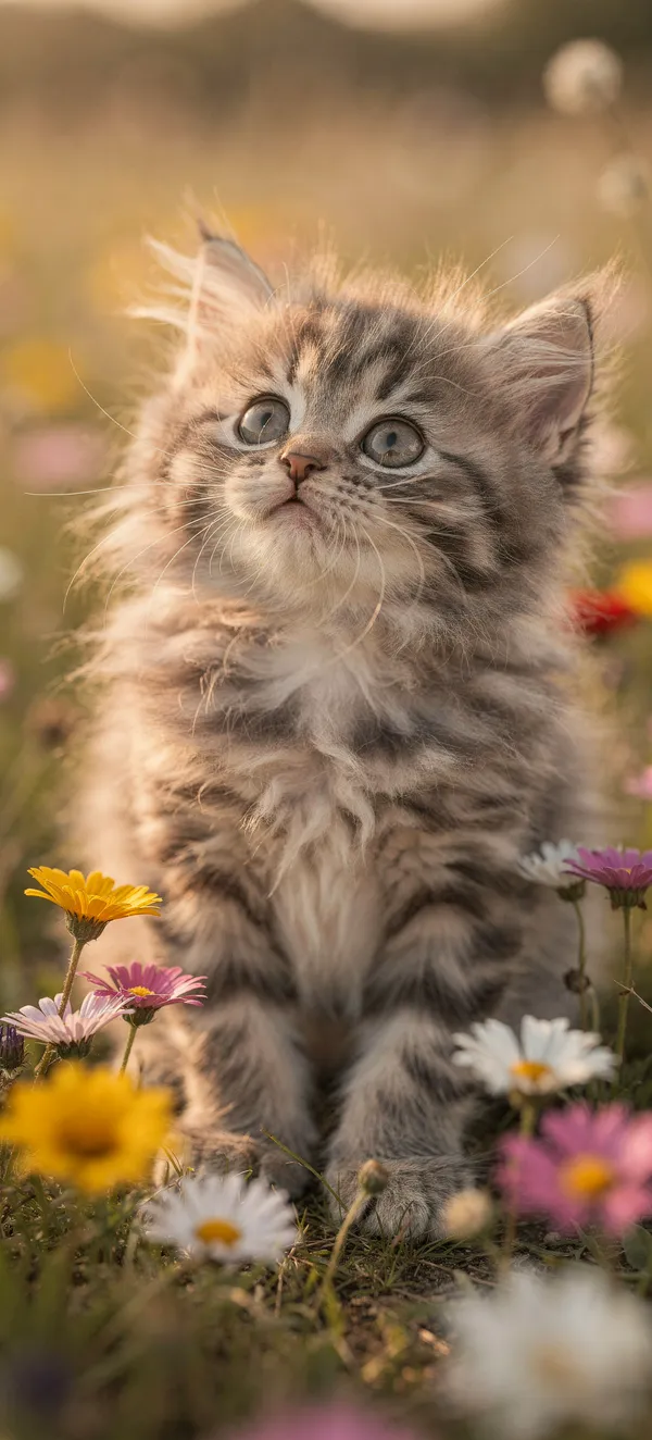 Kitten in Wildflowers