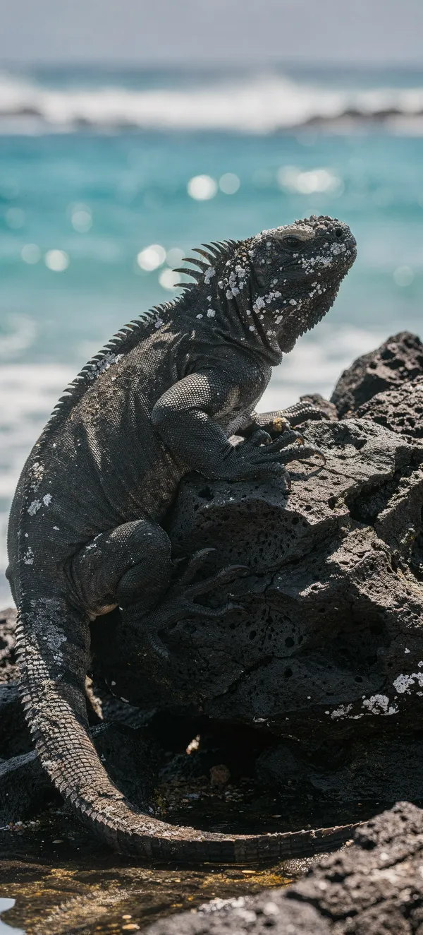 Marine Iguana on Volcanic Coast