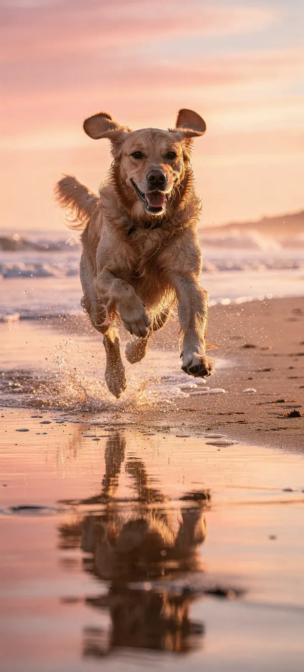 Golden Retriever Beach Run