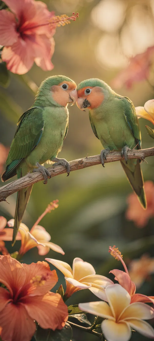 Love Birds Branch Wallpaper
