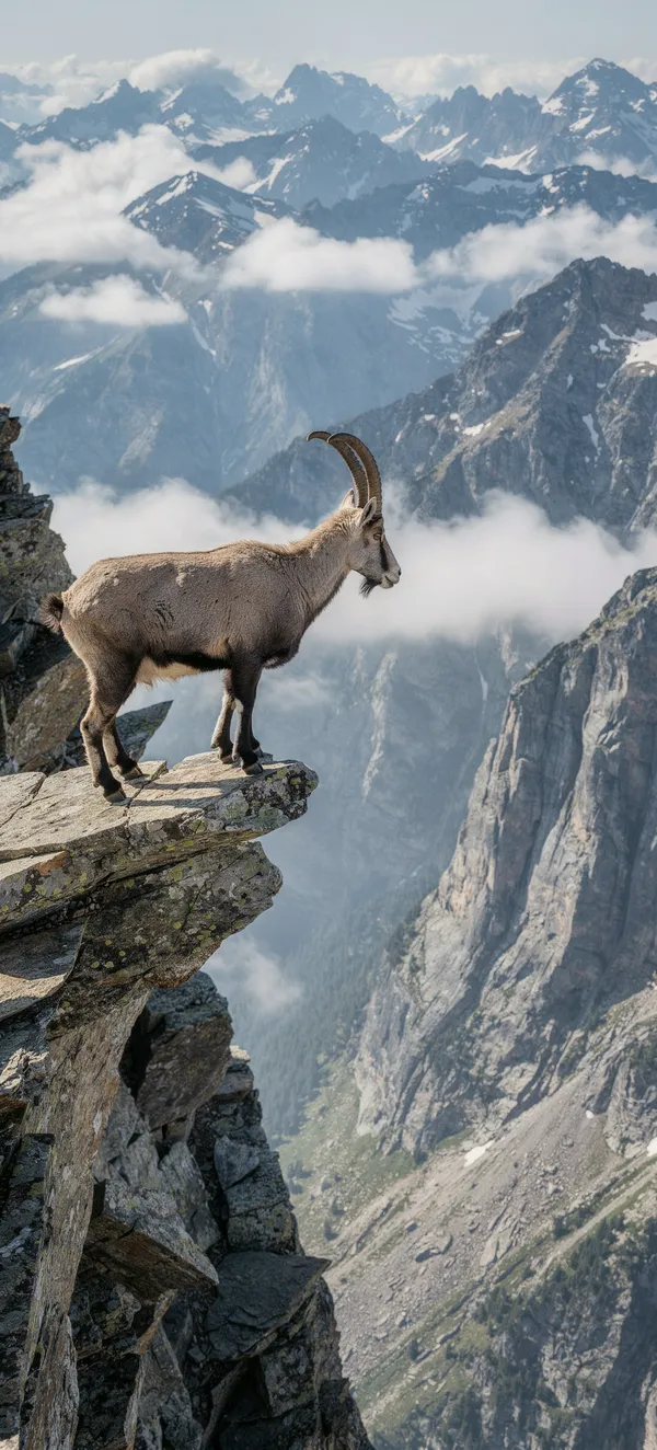 Mountain Goat on Cliff Ledge