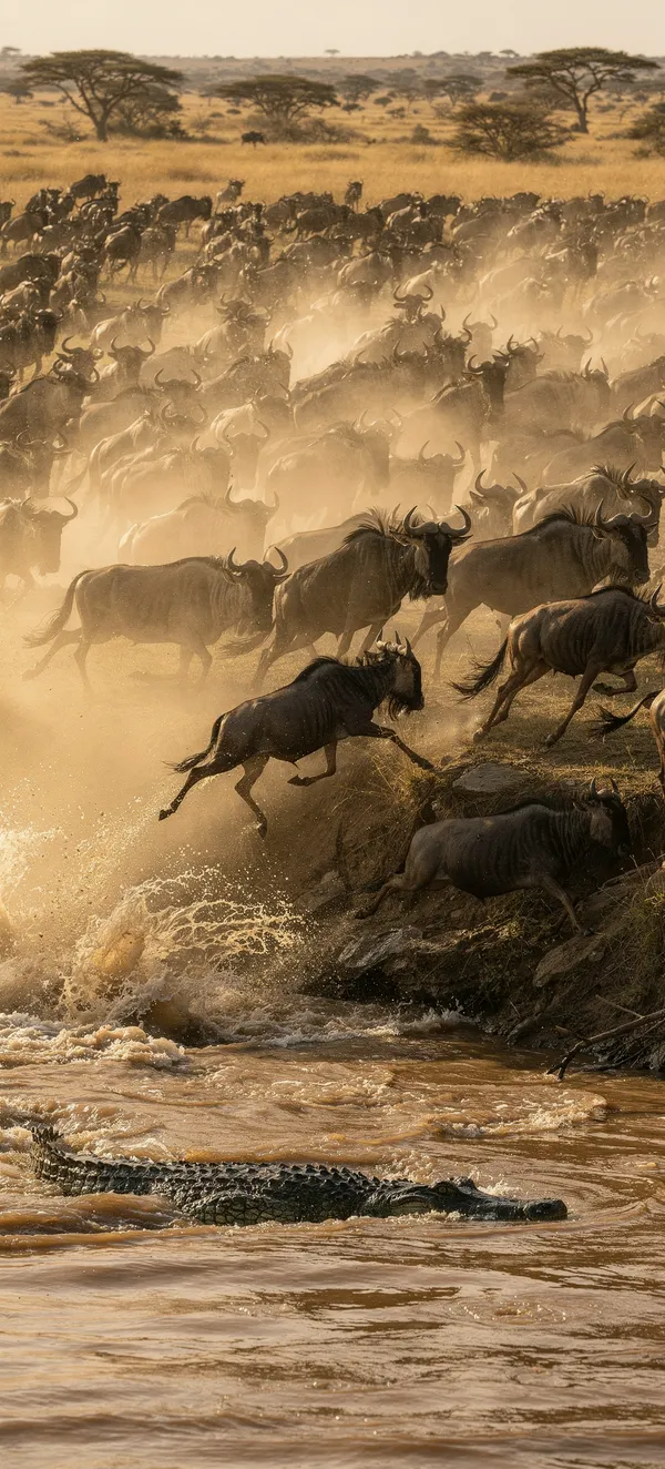 Wildebeest Migration River Crossing