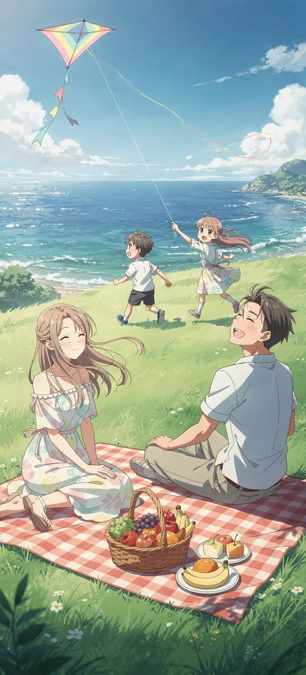 Anime Family Picnic Scenery