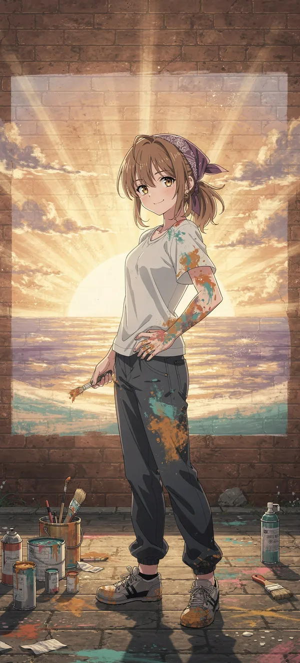 Artistic Anime Mural Girl