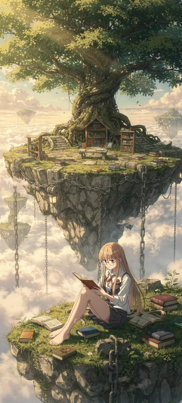 Anime Girl Reading Under Giant Tree