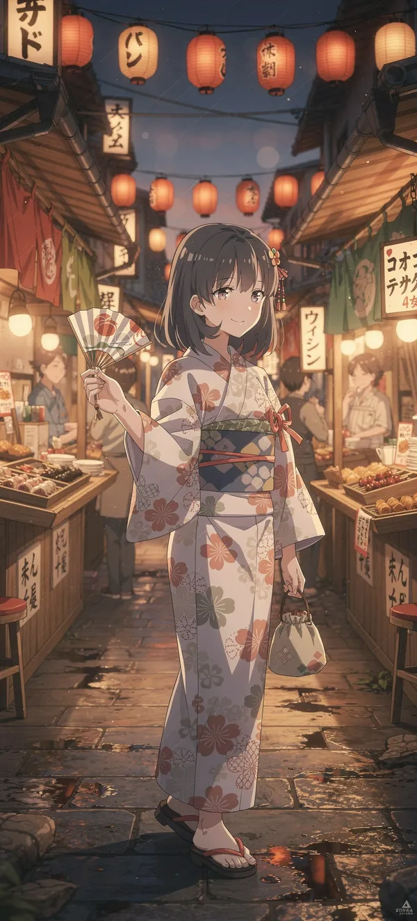 Anime Yukata Street Scene