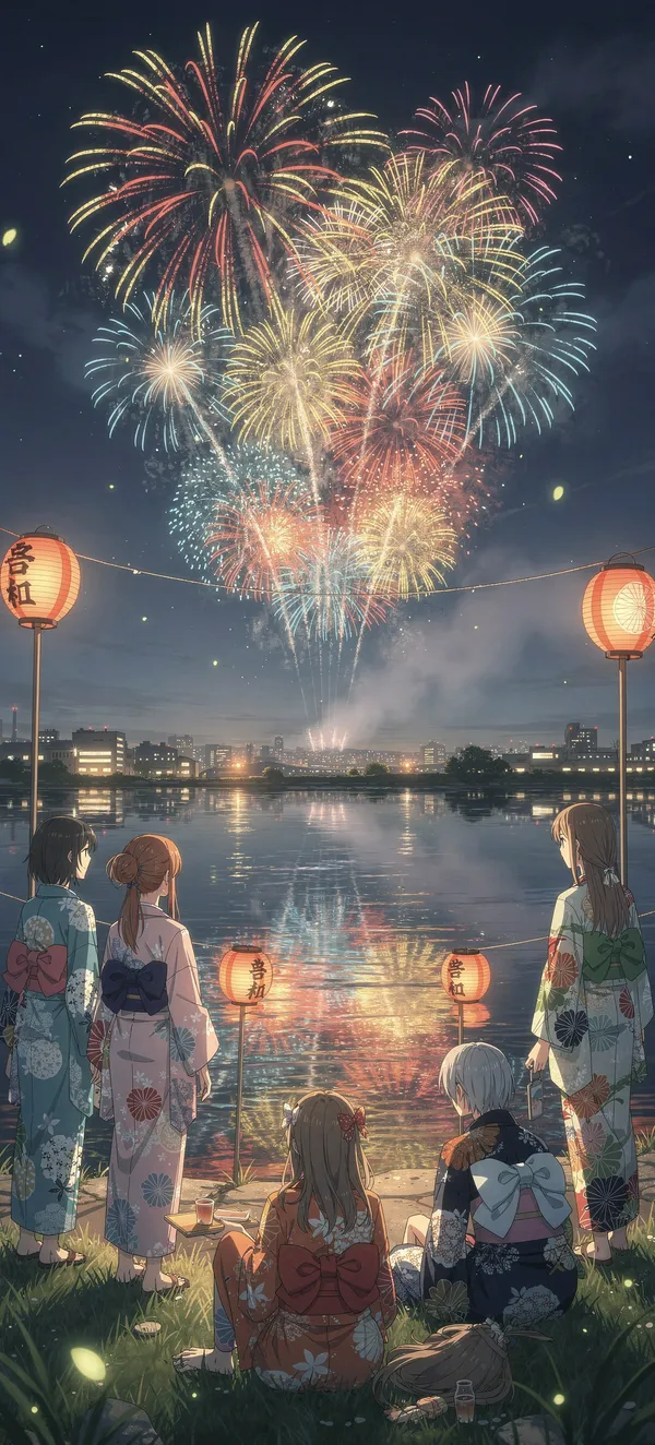 Anime Summer Fireworks Riverside