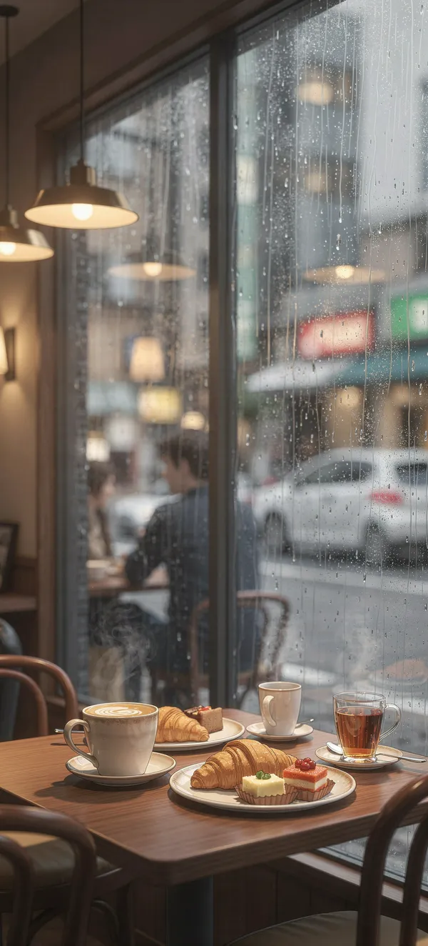 Cozy Anime Café Rainy Day