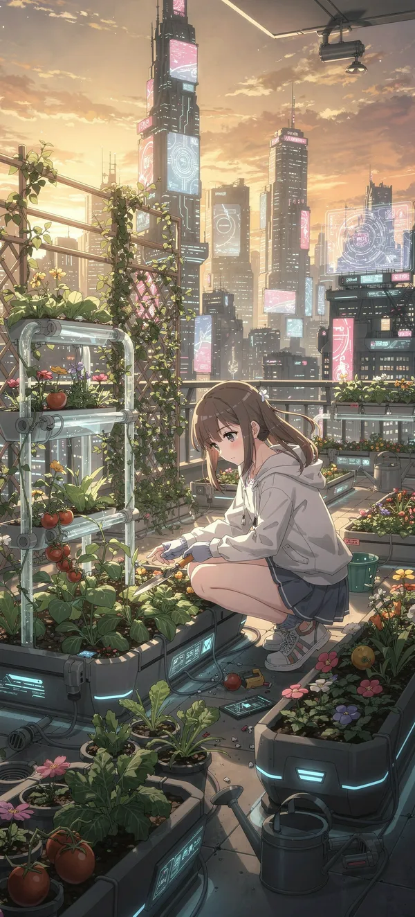 Urban Farming Anime Girl