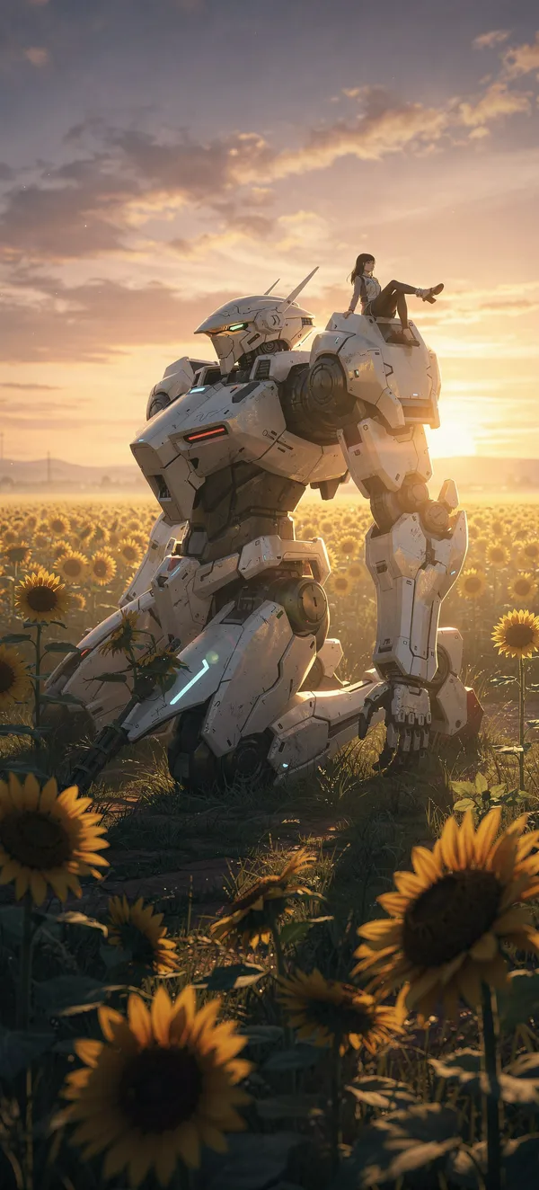Mecha in Sunflower Field