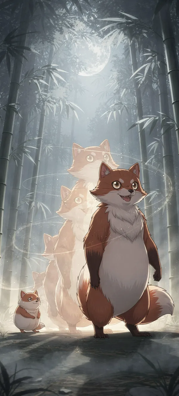 Moonlit Tanuki Spirit Transformation