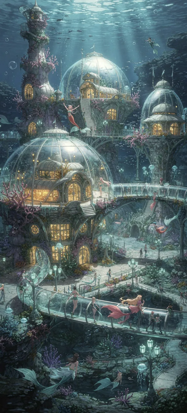 Underwater Anime City Wallpaper