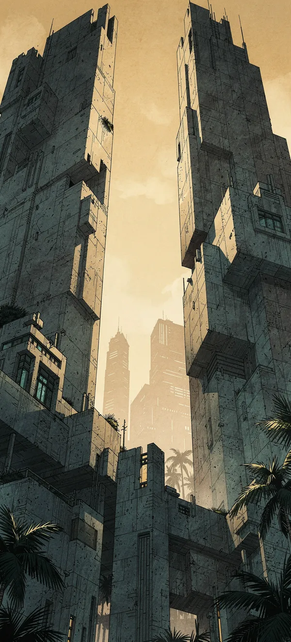 Futuristic Brutalist Megastructure — Home screen