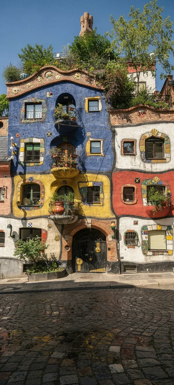 Colorful Hundertwasser House Vienna