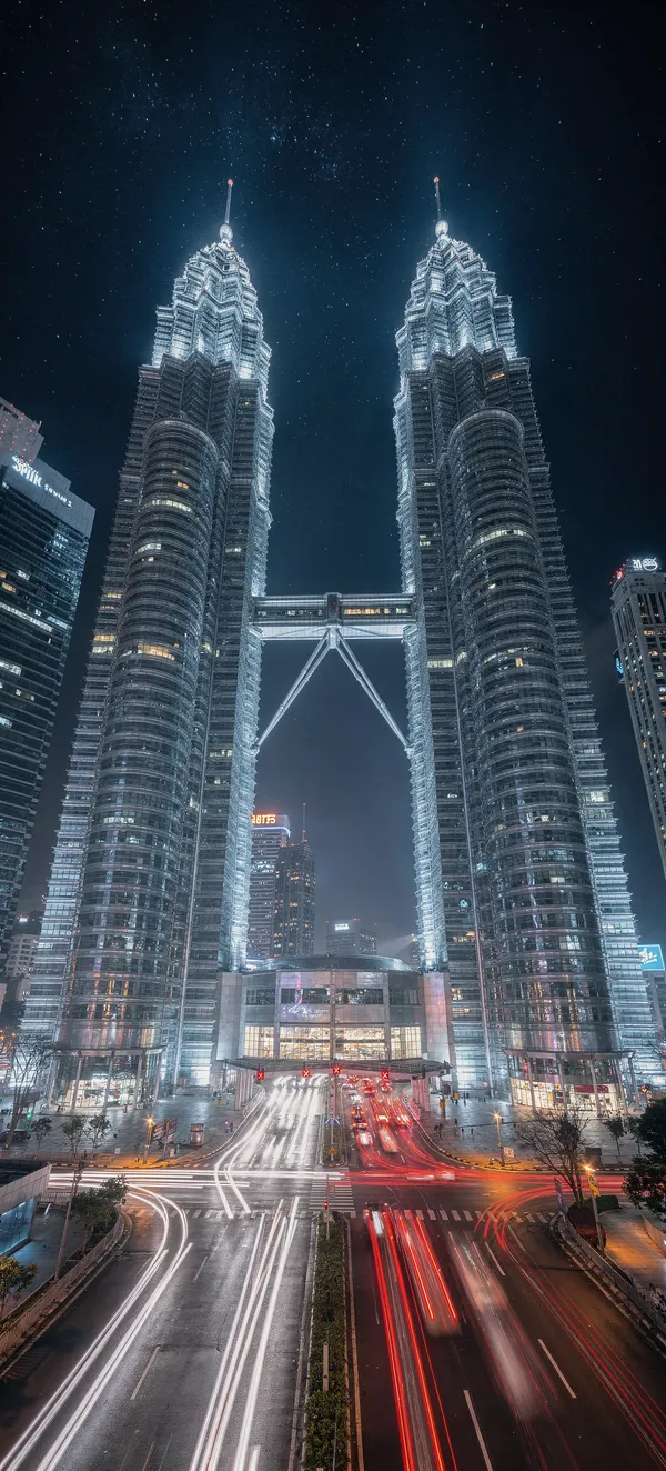 Petronas Twin Towers Night Long Exposure