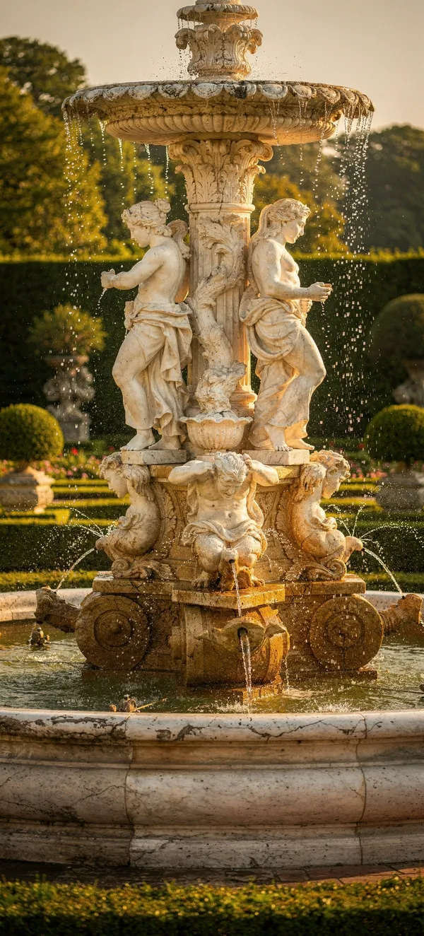 Baroque Fountain Sunlight