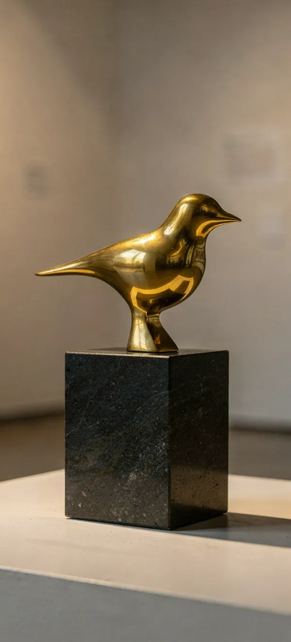 Abstract Brass Bird Sculpture Wallpaper