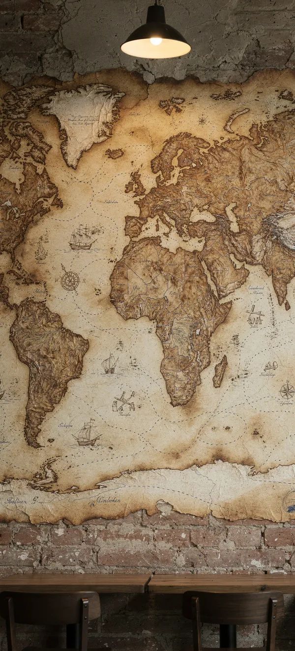 Coffee Stain Vintage Map Street Art