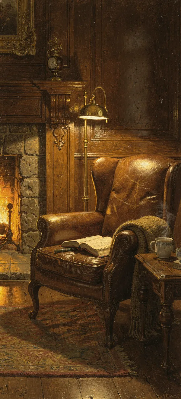 Fireside Comfort Oil Painting