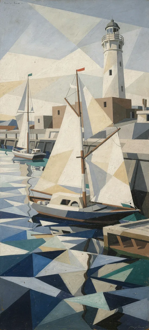 Cubist Harbor Geometric Wallpaper