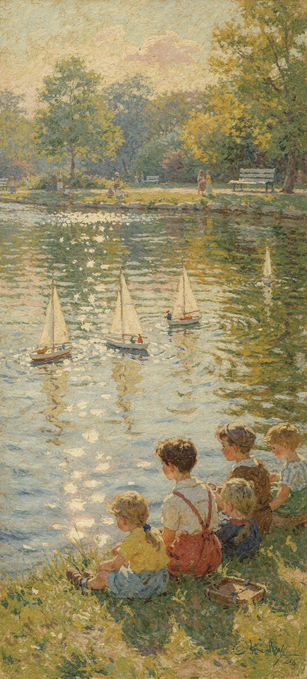 Impressionist Sailing Children