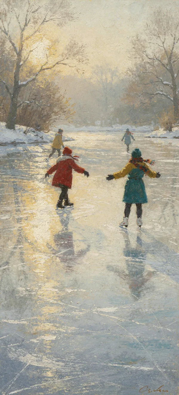 Impressionist Ice Skating Scene
