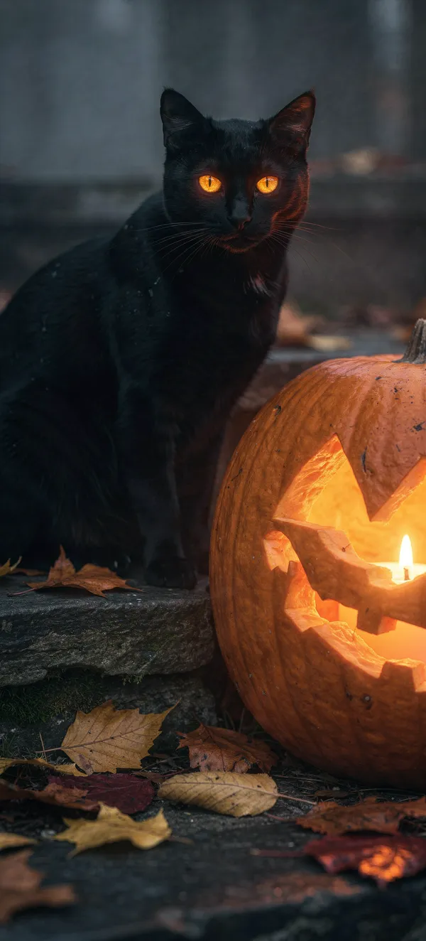 Halloween 2026 Black Cat and Pumpkin