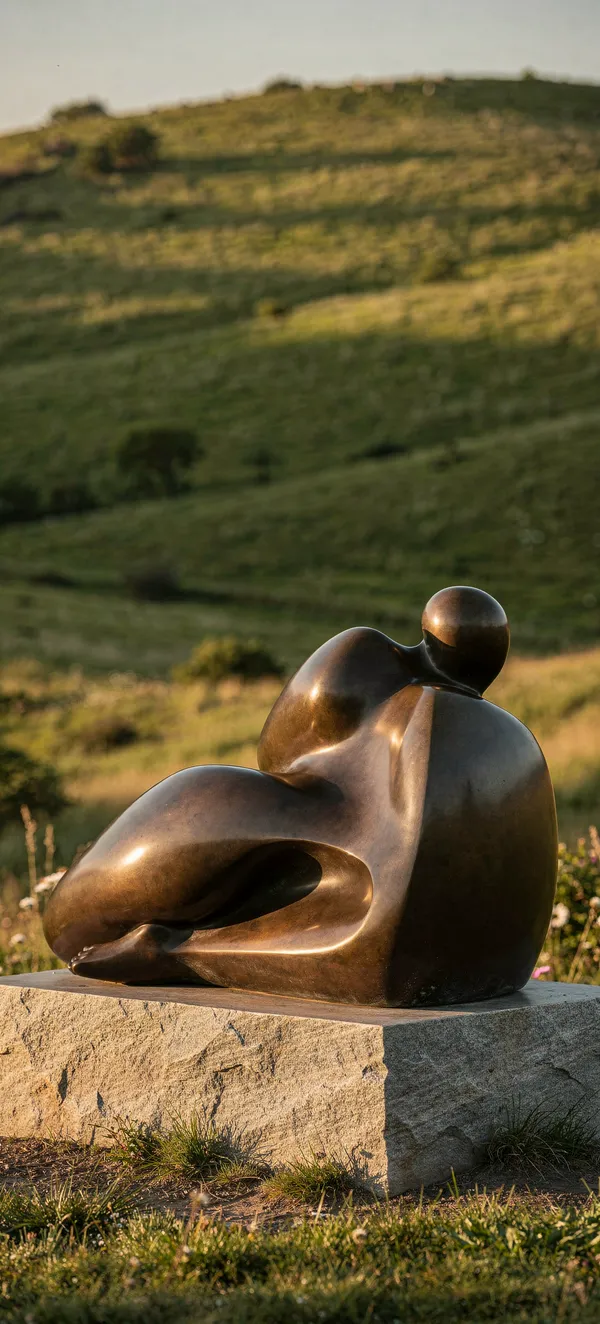 Moore-Inspired Bronze Reclining Figure