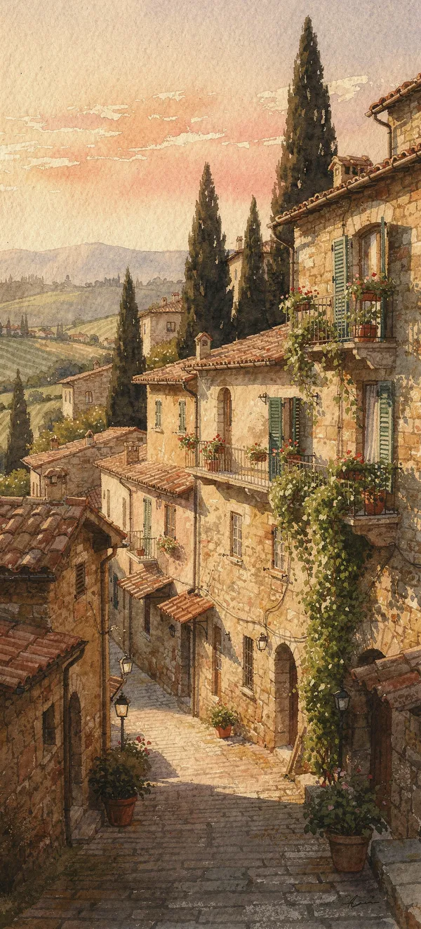 Tuscan Village Golden Hour
