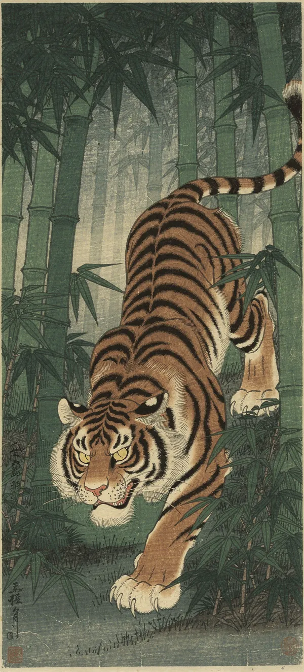 Ukiyo-e Tiger in Bamboo