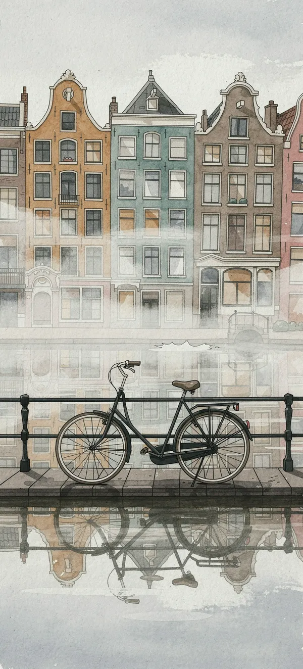 Watercolor Amsterdam Canal
