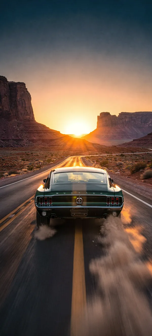 Classic Mustang Desert Sunset