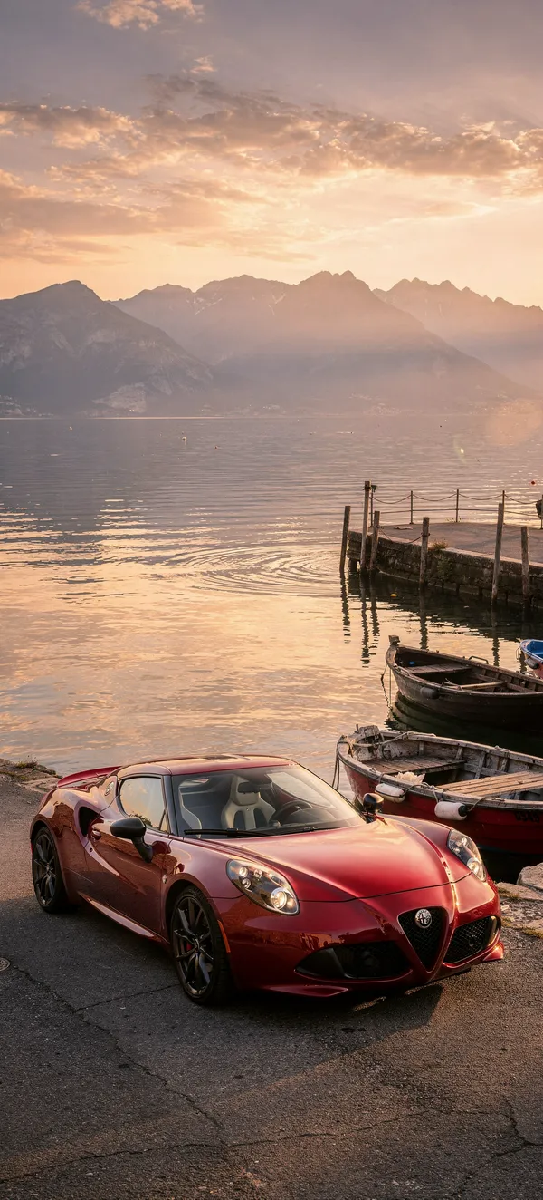 Alfa Romeo 4C at Lake Garda Sunset