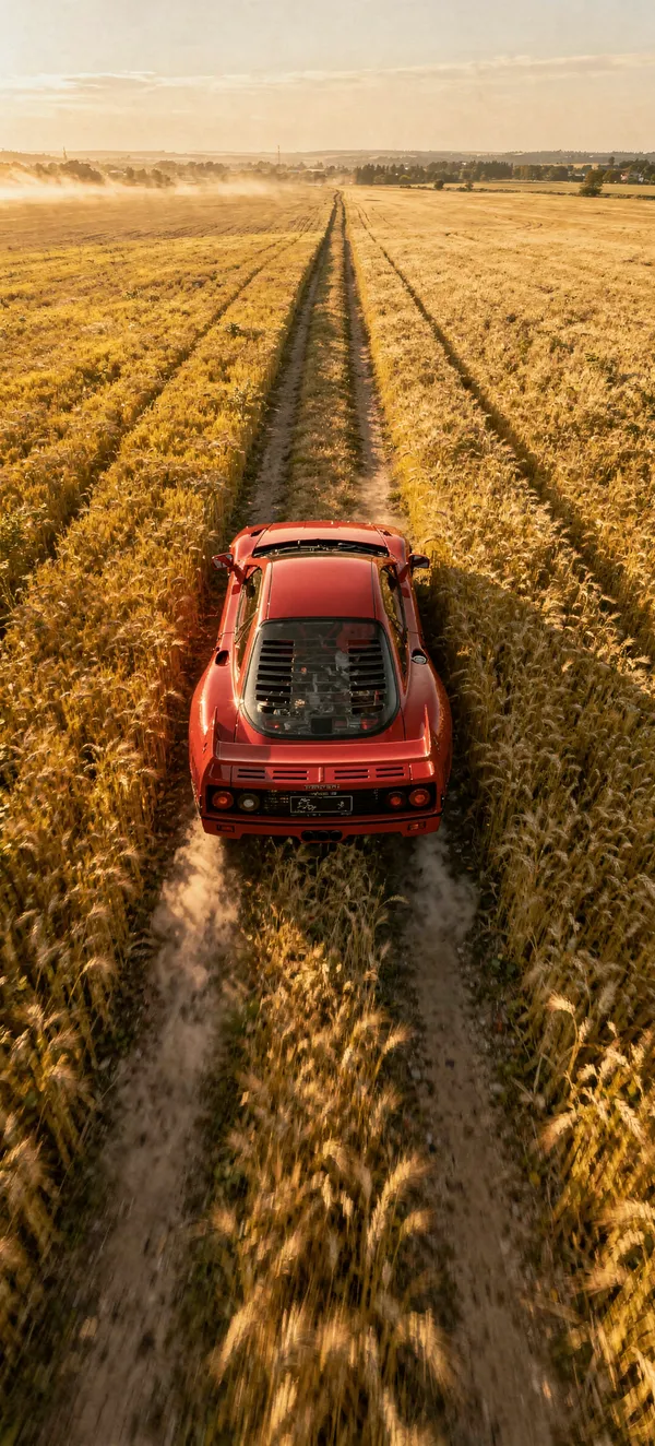 Ferrari F40 Wheat Field Drone Shot