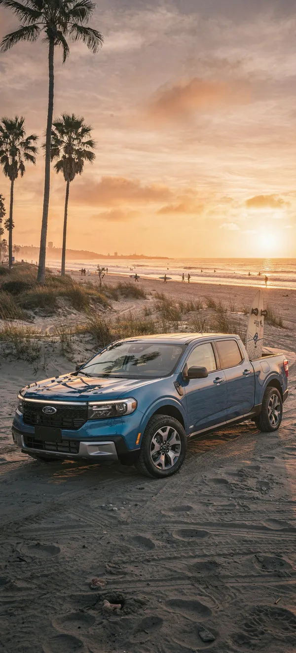 Ford Maverick Beach Sunset