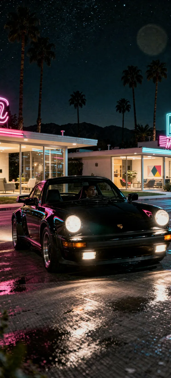 Porsche 911 Turbo Slant Nose Night Drive