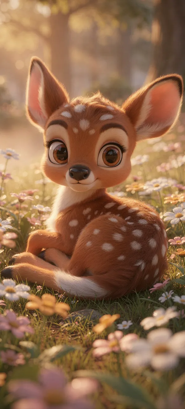 Gentle Baby Deer in Wildflowers