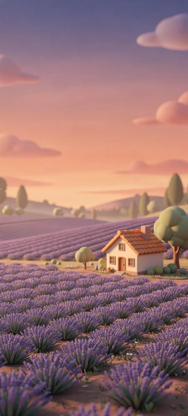 Lavender Field Sunset — Home screen