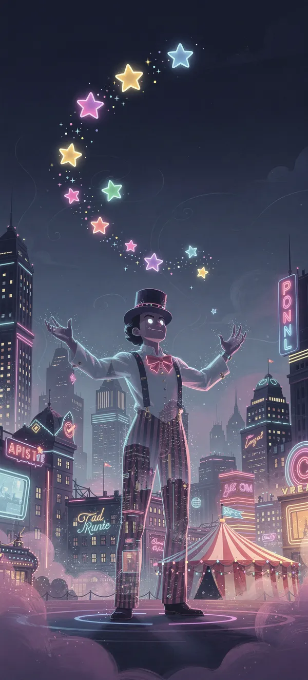 Circus Performer Double Exposure Wallpaper — Home screen