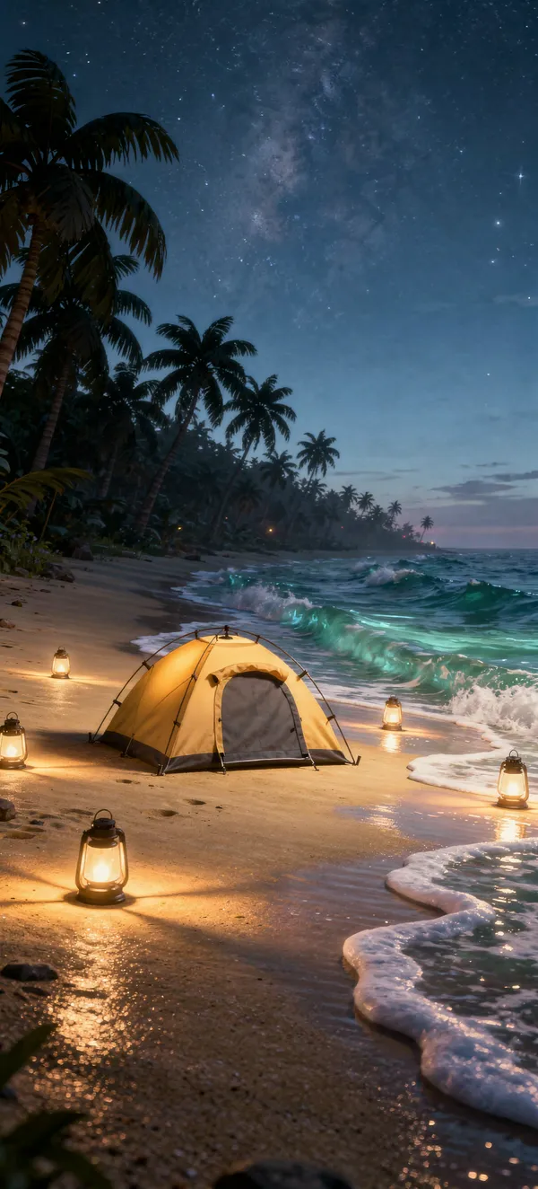 Cozy Beach Camping Evening
