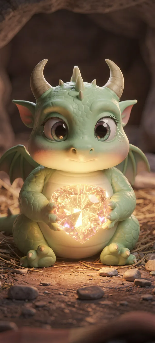 Cute Baby Dragon with Gemstone