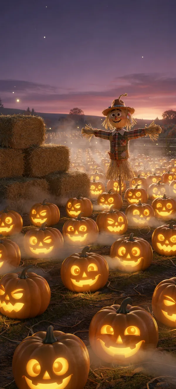 Jack-o'-Lantern Field at Dusk
