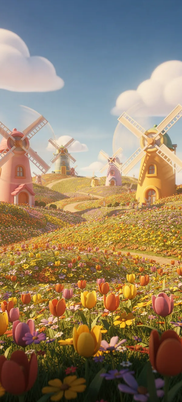 Pixar Windmills Flower Fields